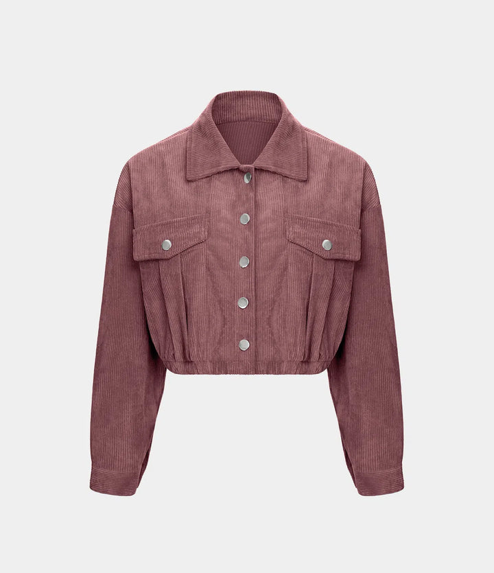 Pocket Cropped Corduroy Casual Jacket