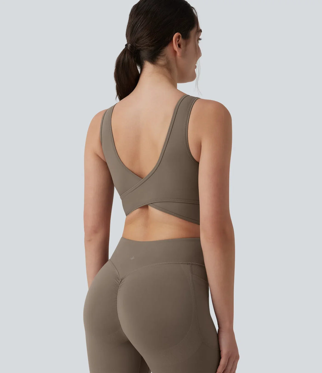 Halara UltraSculpt Crisscross Backless Tummy Control Butt Lifting Scrunch Non-Removable Pad Workout Flare Jumpsuit with Pockets-Easy Peezy