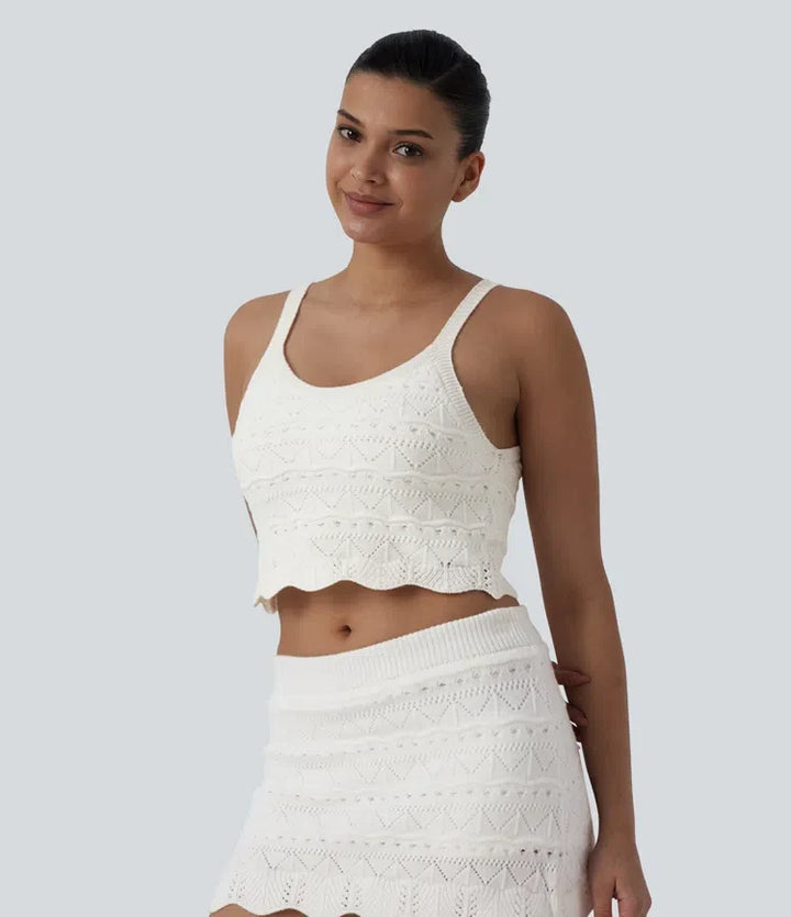 Round Neck Cropped Sweater Vest