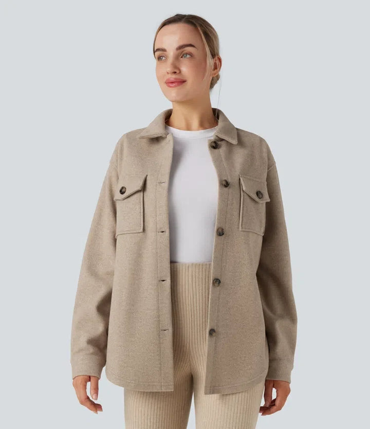 Long Sleeve Fleece Casual Jacket with Pockets
