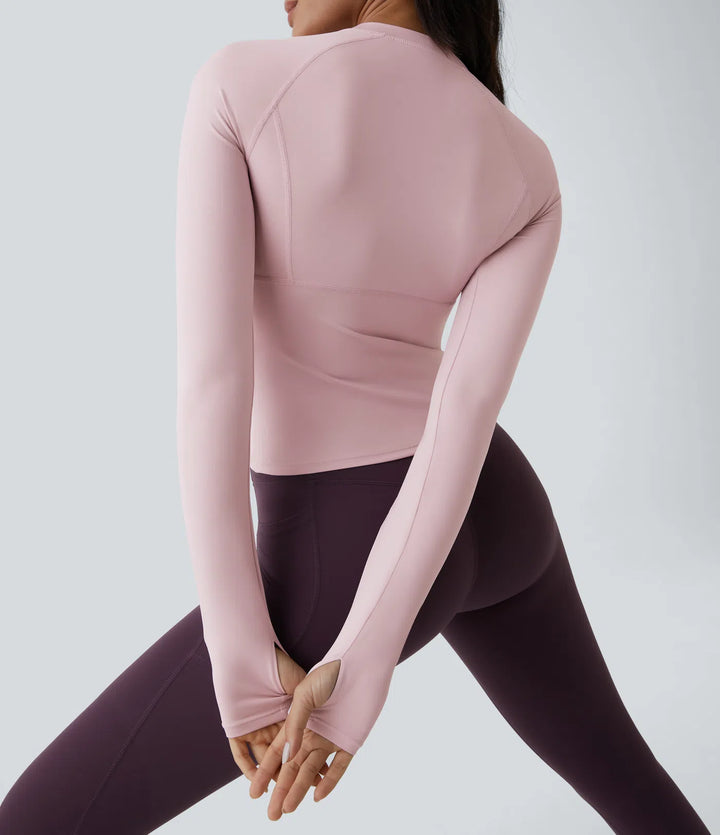 Solid Thumb Hole Yoga Sports Top