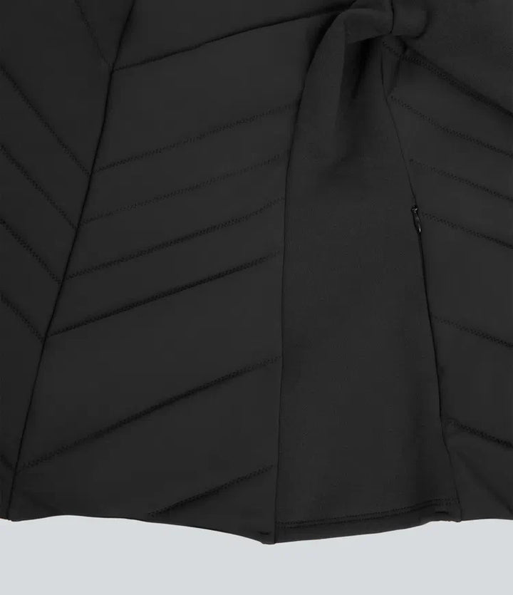 PuffFlex Stand Collar Zipper Long Sleeve Running Quilted Jacket with Pockets