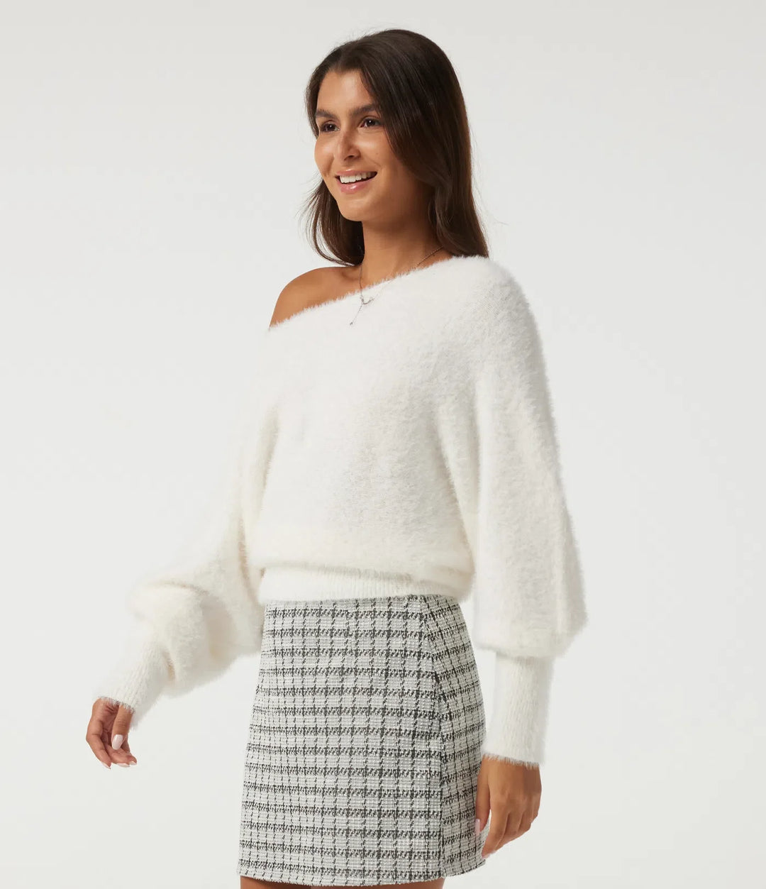 Off Shoulder Bishop Long Sleeve Casual Sweater