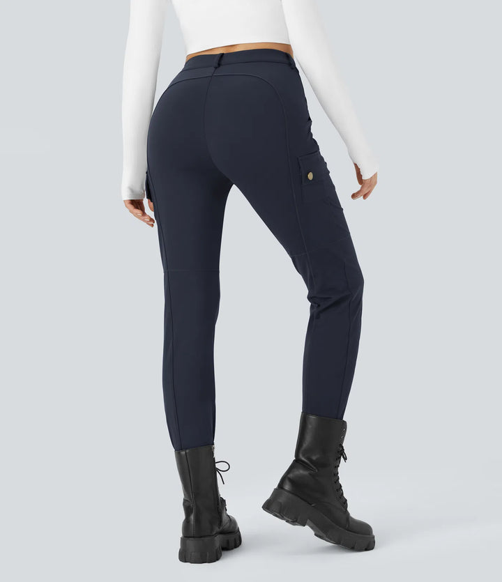 DayStretch High Waisted Zipper Pockets Solid Skinny Cargo Pants