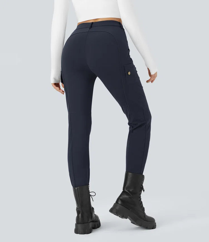 DayStretch High Waisted Zipper Pockets Solid Skinny Cargo Pants