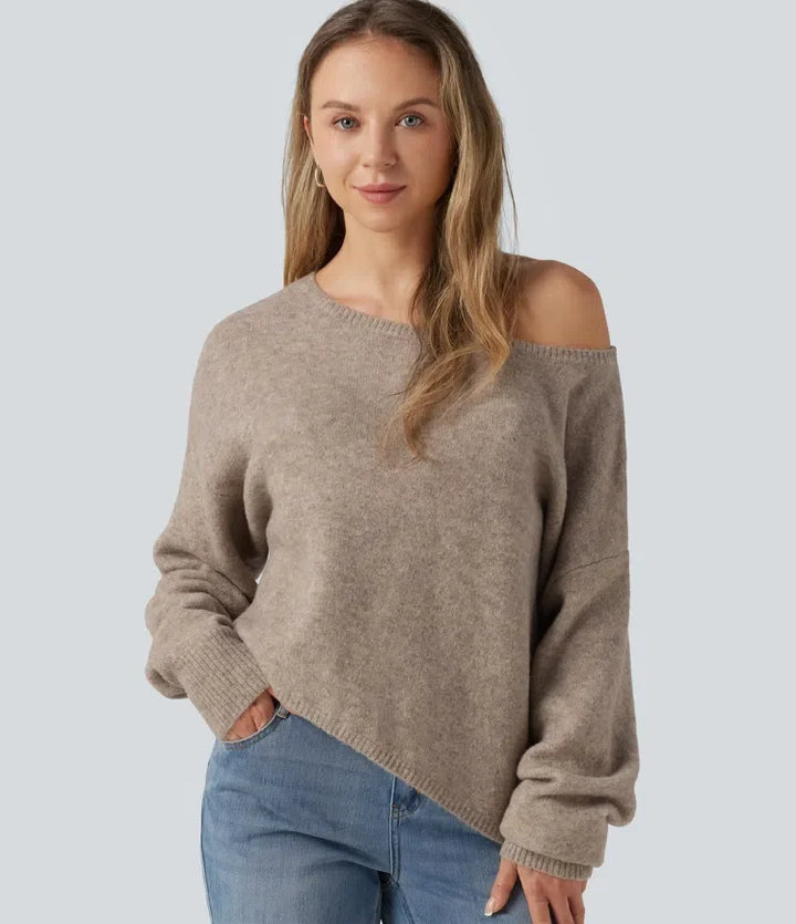 One Shoulder Long Sleeve Asymmetric Casual Sweater