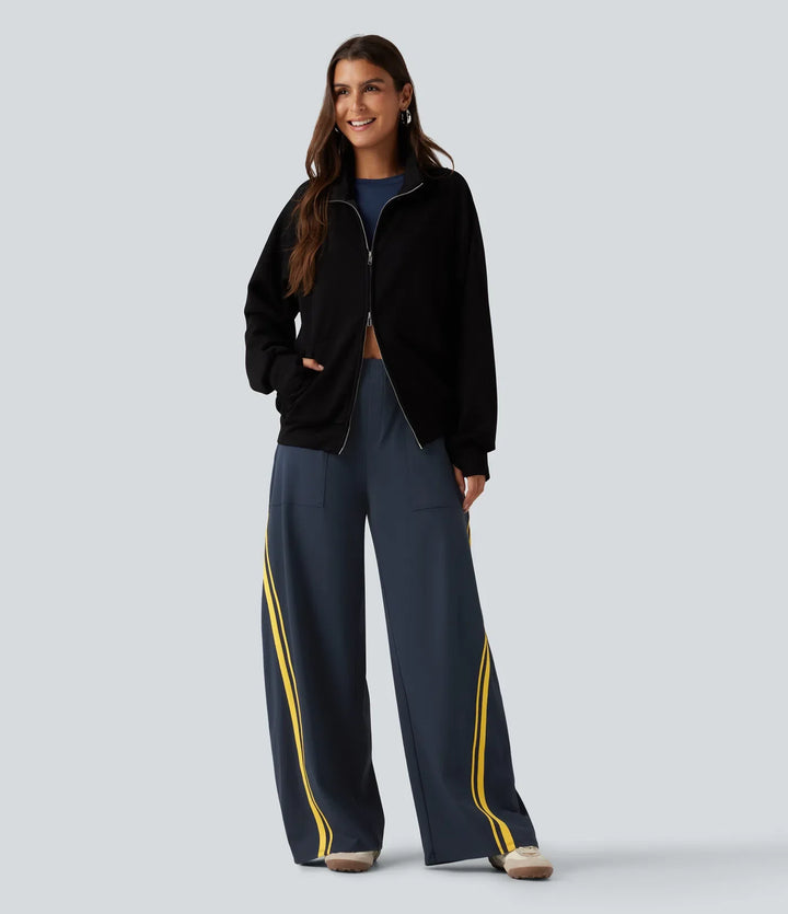 Halara DayStretch High Waisted Color Block Side Stripe Barrel Dance Pants with Pockets