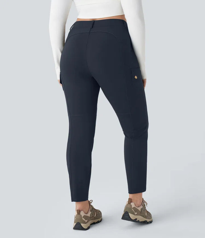 DayStretch High Waisted Zipper Pockets Solid Slim Hiking Plus Size Cargo Pants