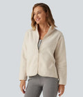 Long Sleeve Casual Sherpa Jacket with Pockets