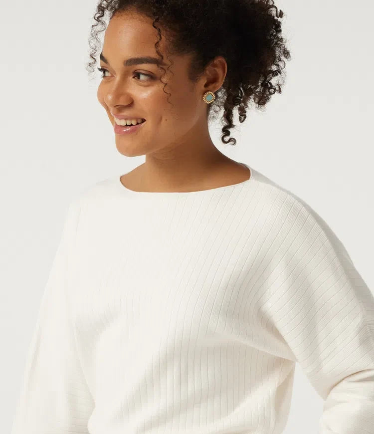 Boat Neck Long Sleeve Work Sweater
