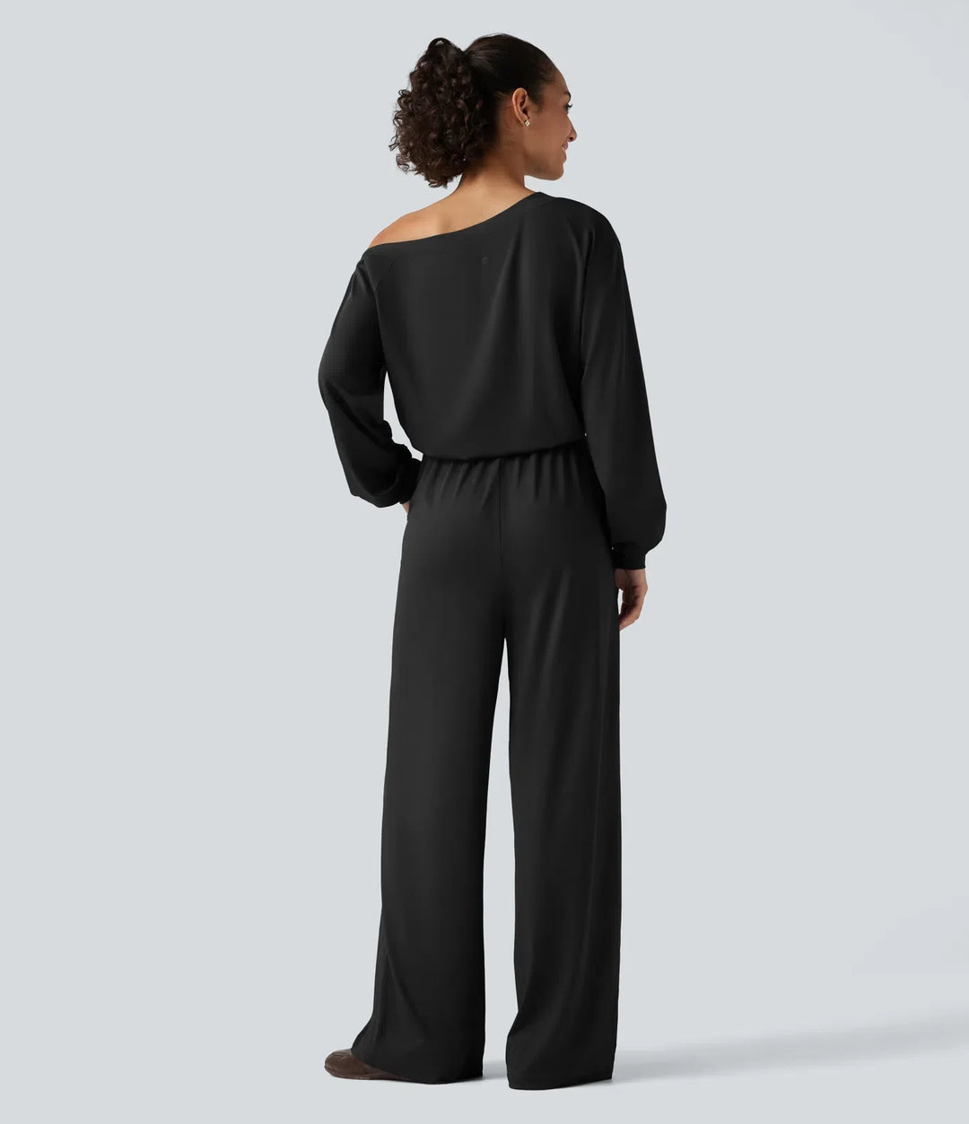 One Shoulder Long Sleeve Drawstring Baggy Casual Jumpsuit with Pockets-Easy Peezy Edition