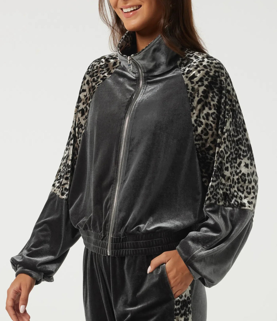 Lapel Raglan Long Sleeve Leopard Print Casual Jacket with Pockets