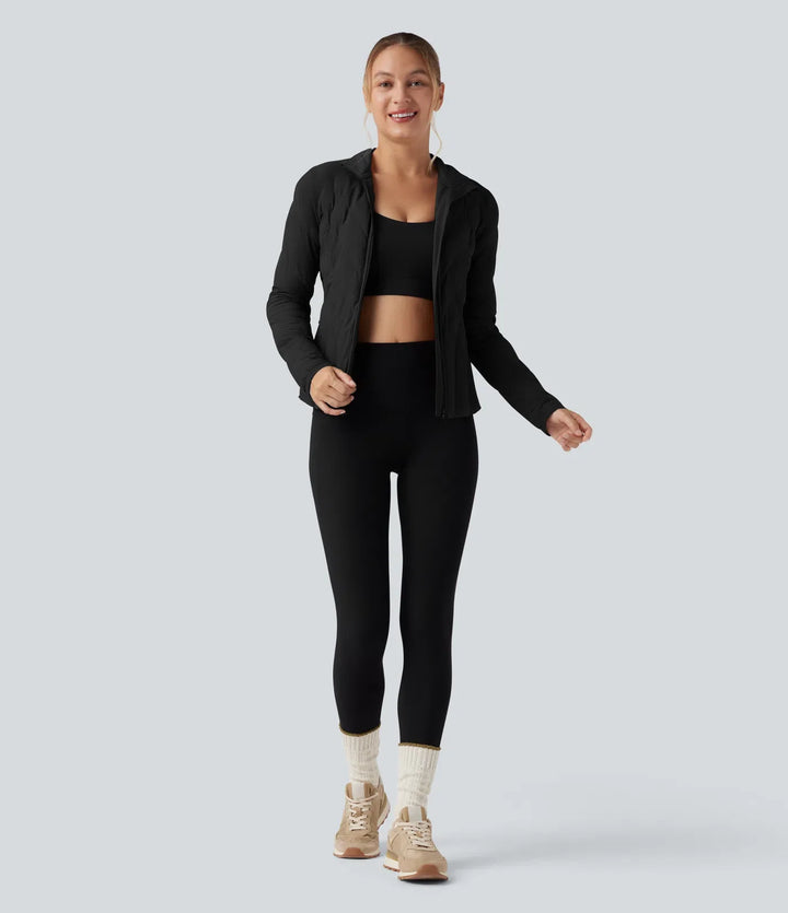 PuffFlex High-neck Long Sleeve Stretchy Casual Padded Jacket with Pockets