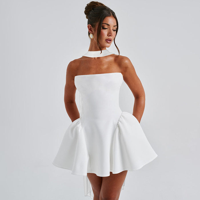 Madison | Strapless Mini Party Dress with Neck Scarf