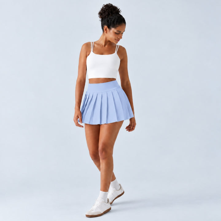Breezeful High Waisted Pleated 2-in-1 Pocket Adjustable Buckle Micro Mini Quick Dry Party Skirt