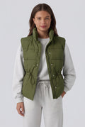 Halara Flex Denim Stand Collar Casual Puffer Vest with Pockets