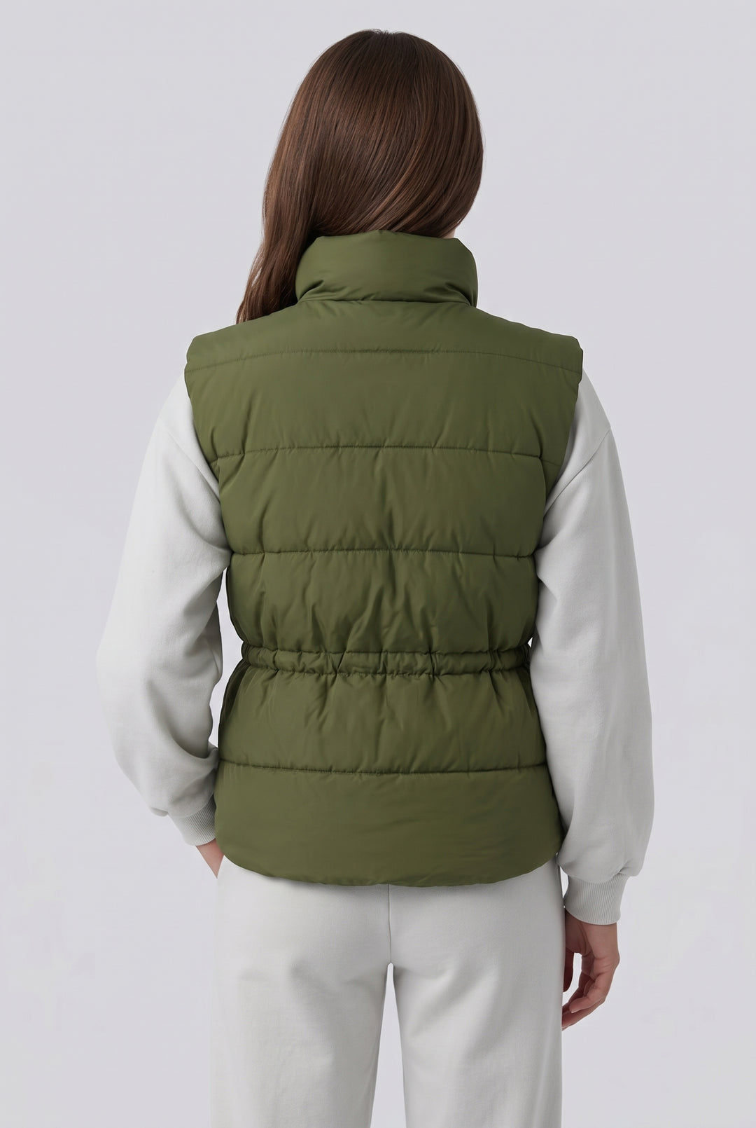 Halara Flex Denim Stand Collar Casual Puffer Vest with Pockets