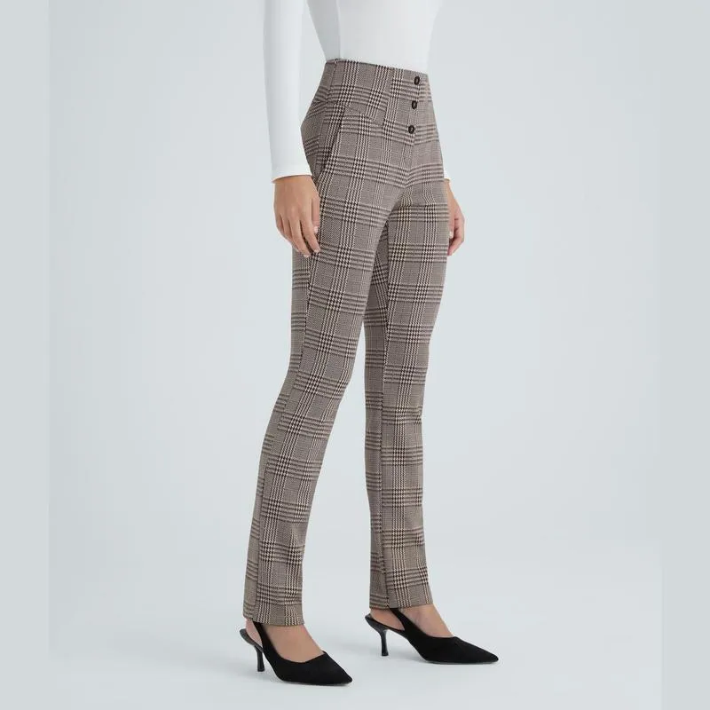 Halara Flex High Waisted Houndstooth Plaid Skinny Work Plus Size Pants with Pockets