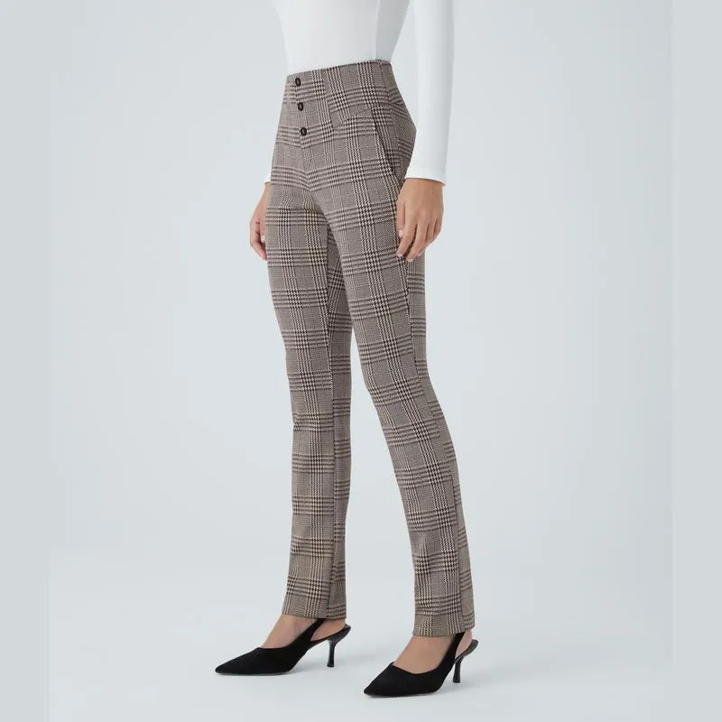 Halara Flex High Waisted Houndstooth Plaid Skinny Work Plus Size Pants with Pockets