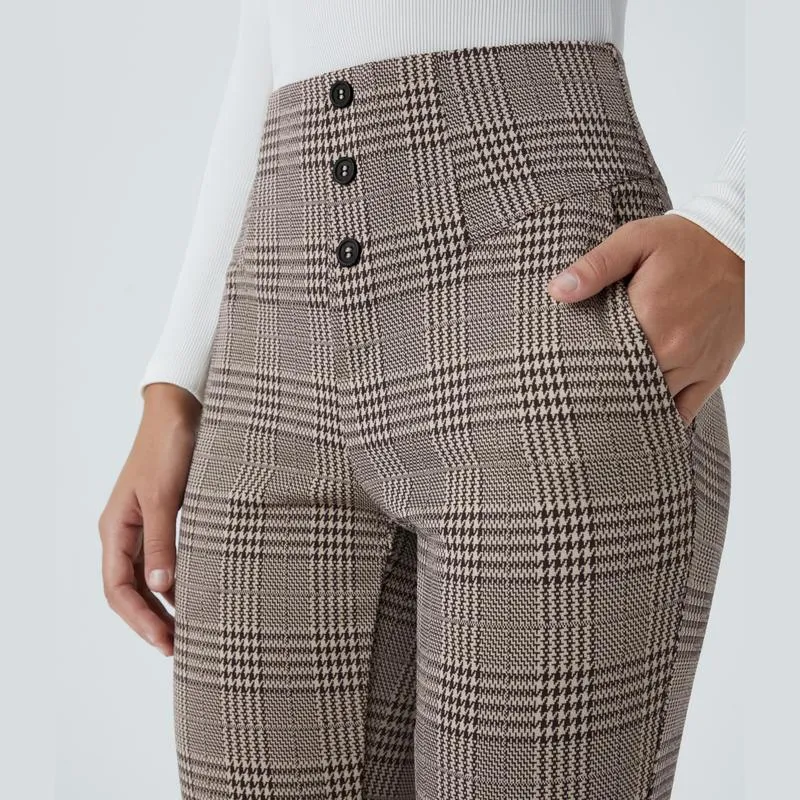 Halara Flex High Waisted Houndstooth Plaid Skinny Work Plus Size Pants with Pockets