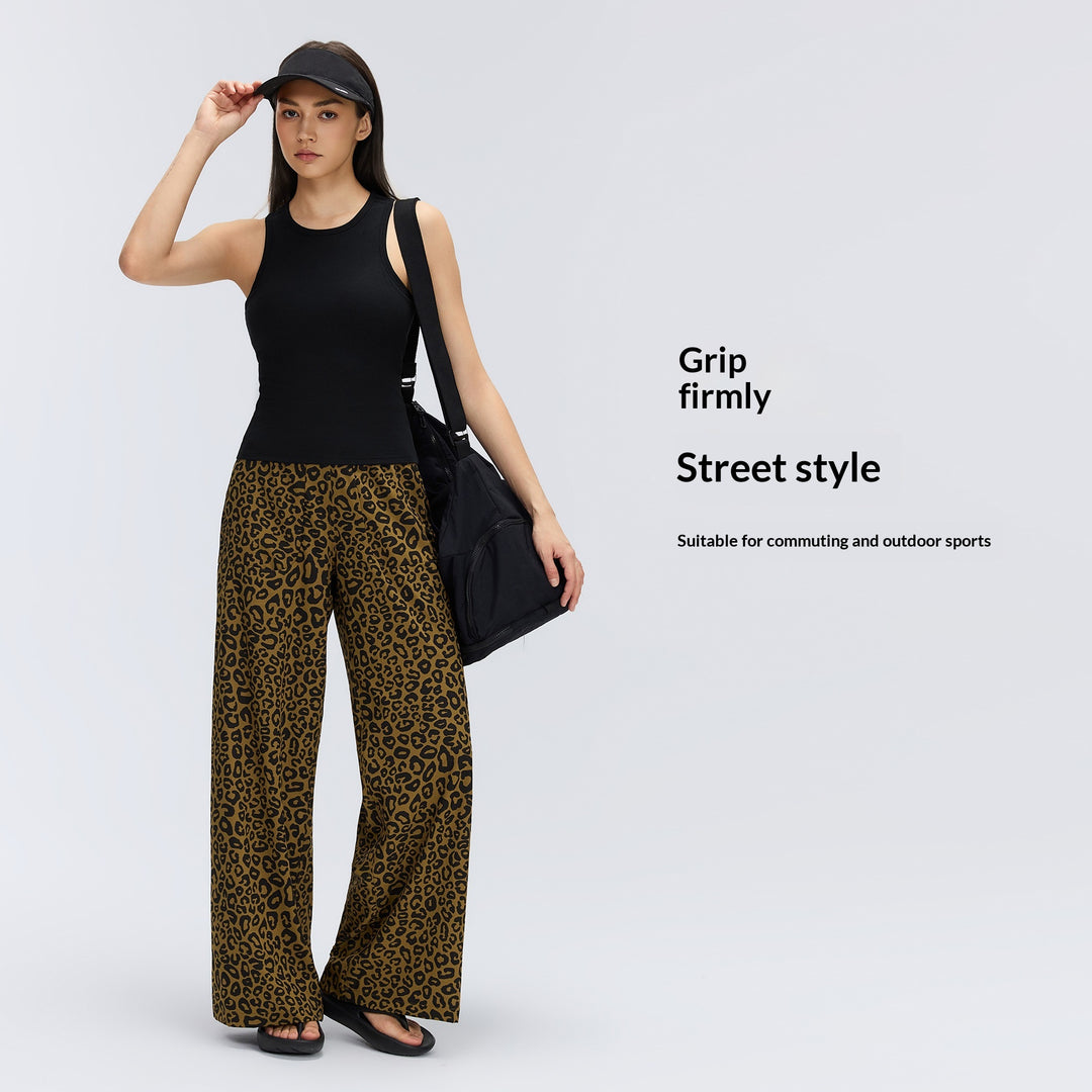 Halara UltraSculpt Leopard Print High Waisted Tummy Control Straight Leg Yoga Pants with Pockets