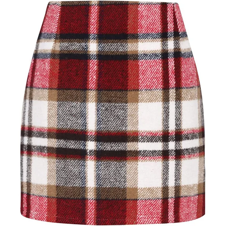 High Waisted 2-in-1 Houndstooth Plaid Mini Work Skirt