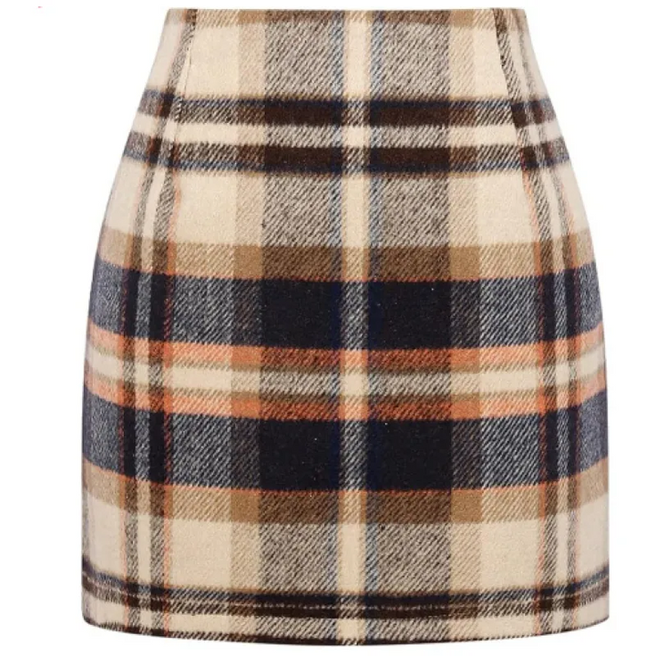 High Waisted 2-in-1 Houndstooth Plaid Mini Work Skirt