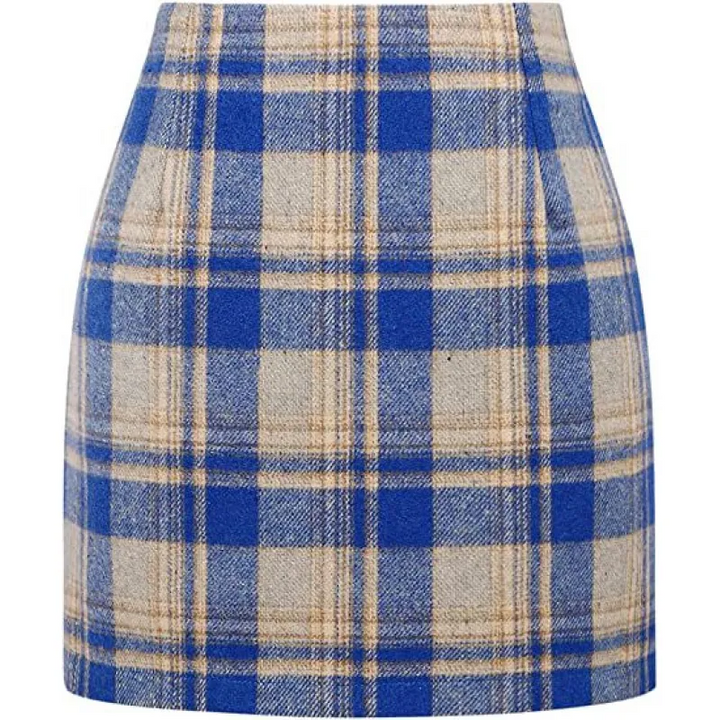 High Waisted 2-in-1 Houndstooth Plaid Mini Work Skirt