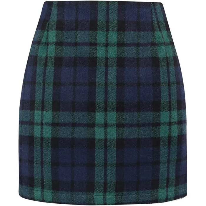 High Waisted 2-in-1 Houndstooth Plaid Mini Work Skirt