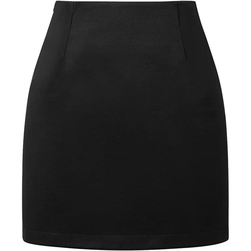 High Waisted 2-in-1 Houndstooth Plaid Mini Work Skirt