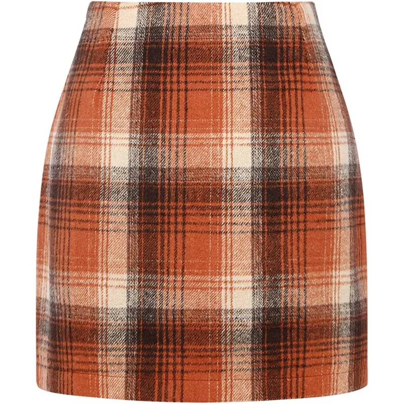 High Waisted 2-in-1 Houndstooth Plaid Mini Work Skirt
