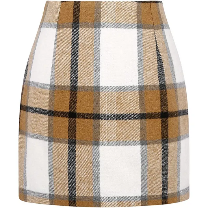 High Waisted 2-in-1 Houndstooth Plaid Mini Work Skirt