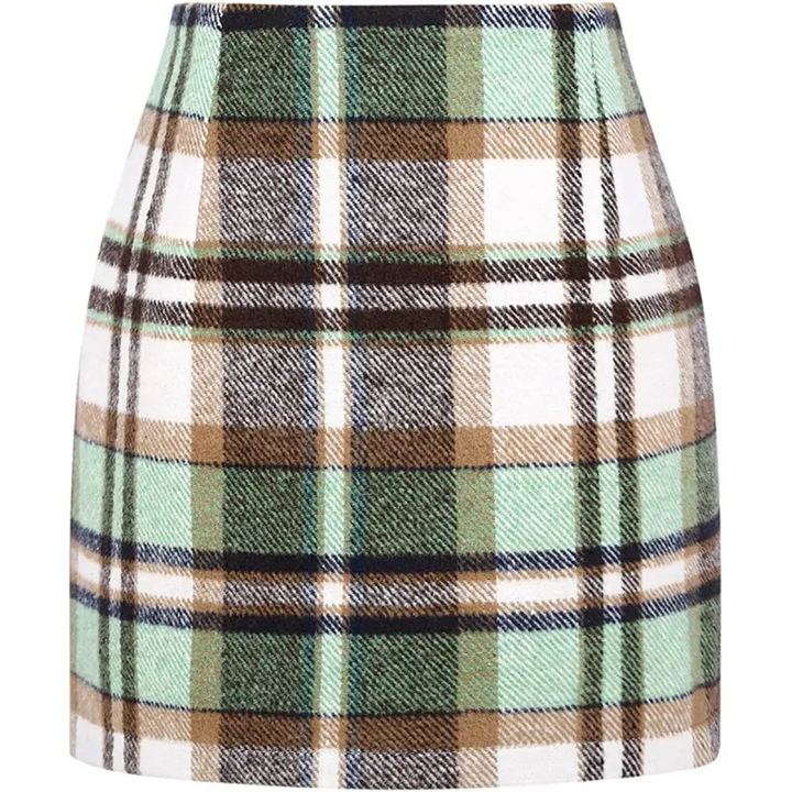 High Waisted 2-in-1 Houndstooth Plaid Mini Work Skirt