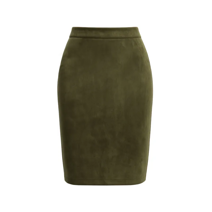 High Waisted Bodycon Suede Mini Party Skirt with Pockets