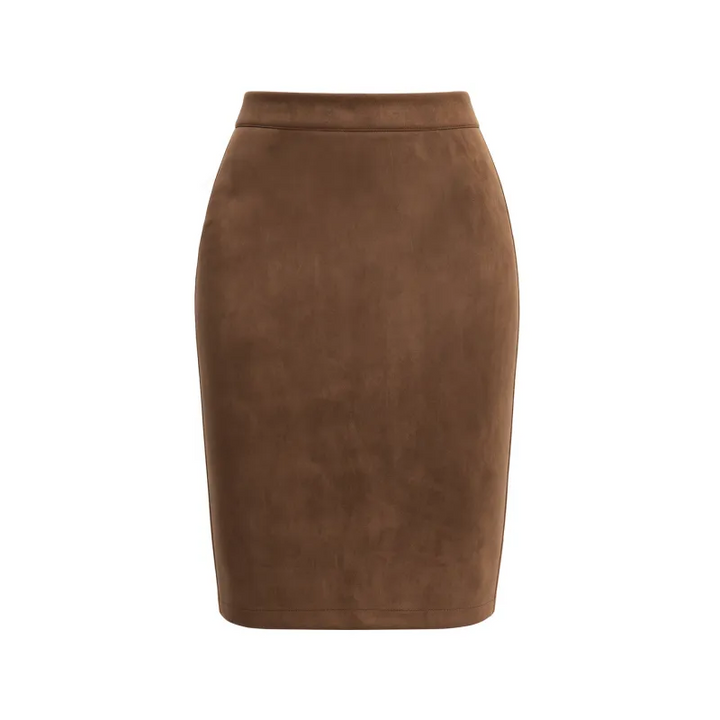 High Waisted Bodycon Suede Mini Party Skirt with Pockets