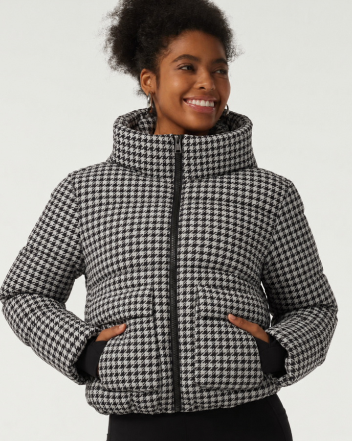 Removable Hood Long Sleeve Quilted Print Casual Down Jacket with Pockets