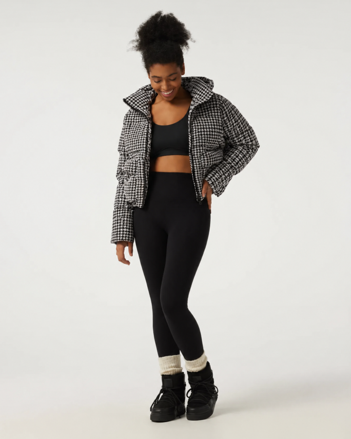 Removable Hood Long Sleeve Quilted Print Casual Down Jacket with Pockets