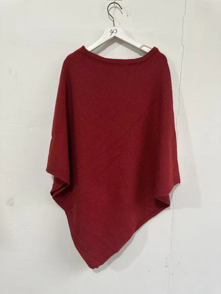 Women’s Round-Neck Knitted Cape Sweater