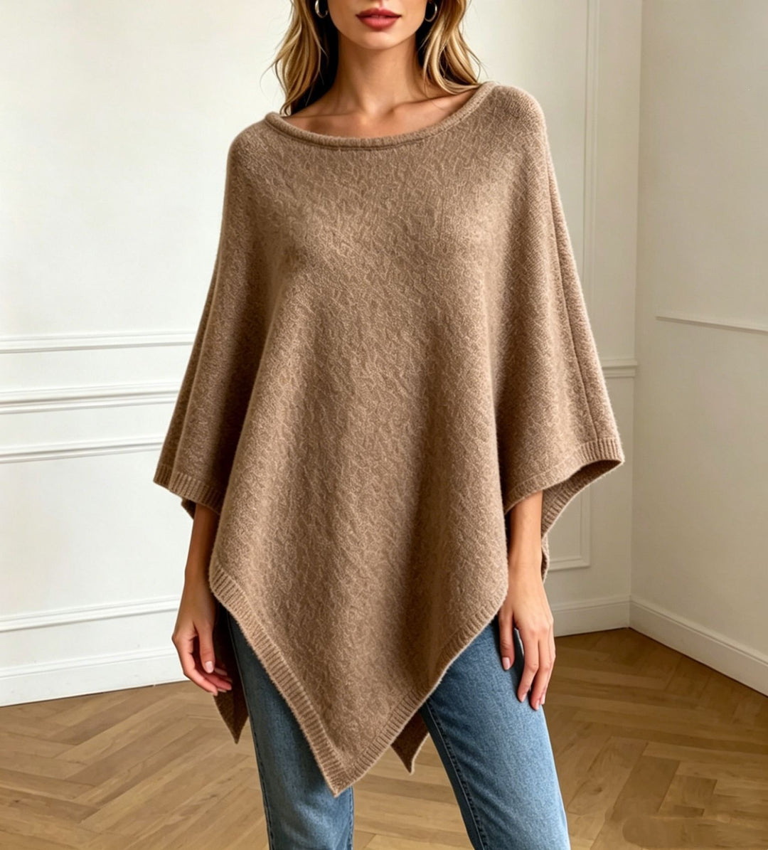 Women’s Round-Neck Knitted Cape Sweater