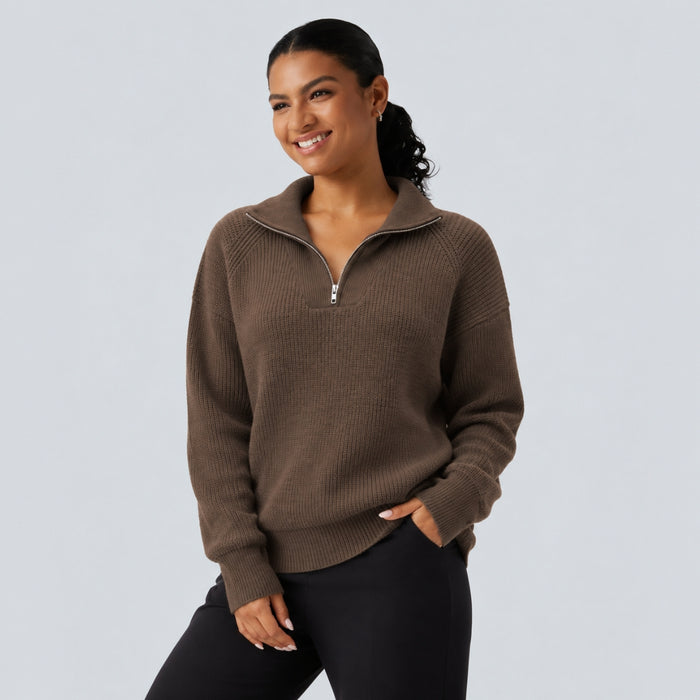 Round Neck Long Sleeve Striped Casual Sweater
