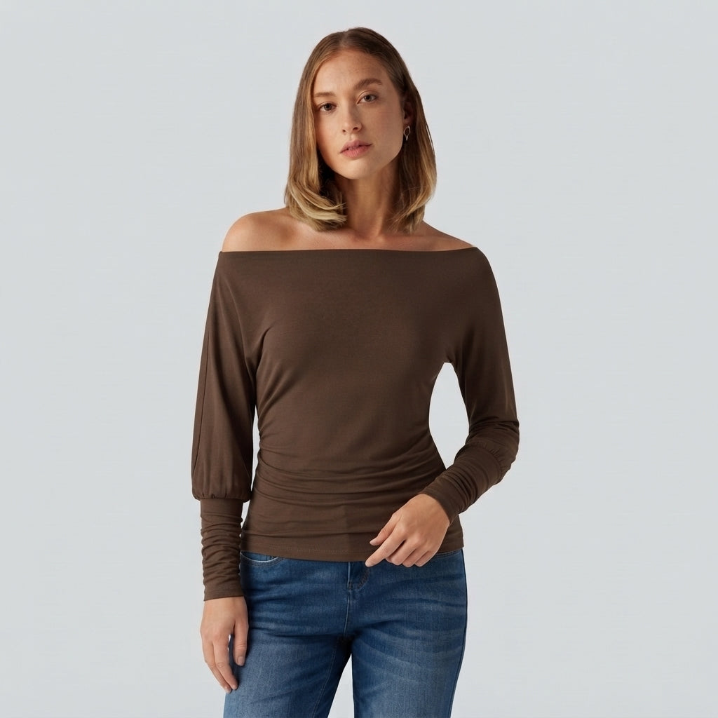 SpacerTek One Shoulder Batwing Long Sleeve Asymmetric Casual Sweatshirts