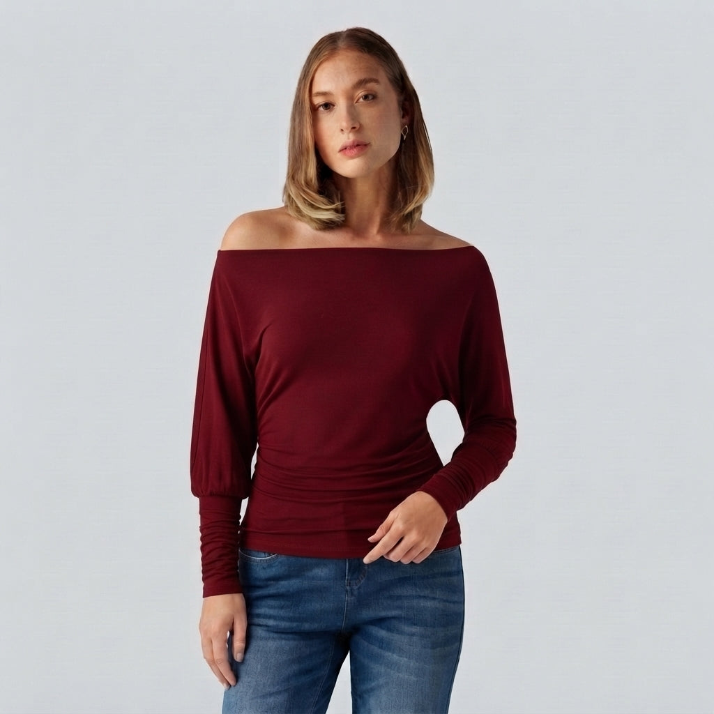 SpacerTek One Shoulder Batwing Long Sleeve Asymmetric Casual Sweatshirts