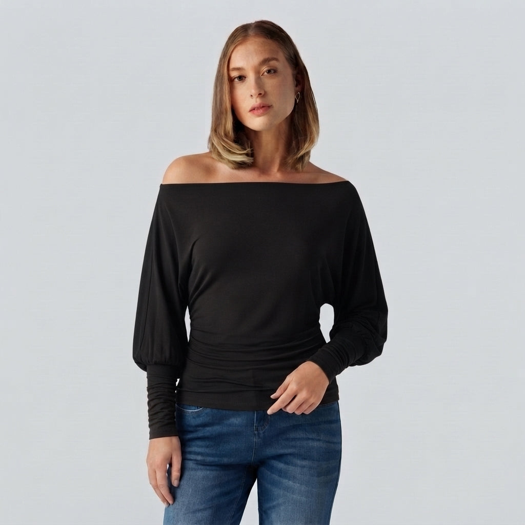 SpacerTek One Shoulder Batwing Long Sleeve Asymmetric Casual Sweatshirts