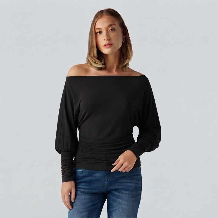 SpacerTek One Shoulder Batwing Long Sleeve Asymmetric Casual Sweatshirts