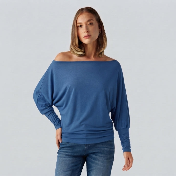 SpacerTek One Shoulder Batwing Long Sleeve Asymmetric Casual Sweatshirts