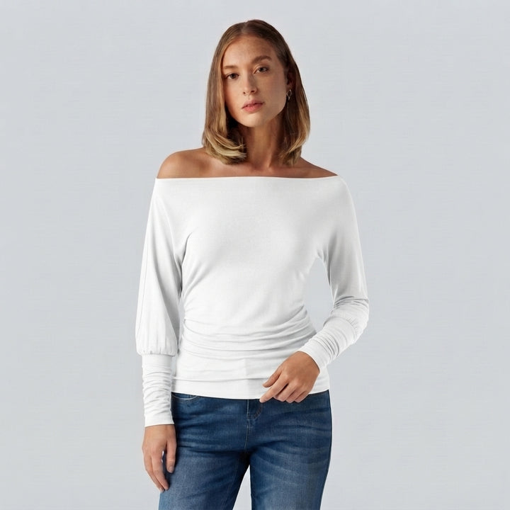 SpacerTek One Shoulder Batwing Long Sleeve Asymmetric Casual Sweatshirts