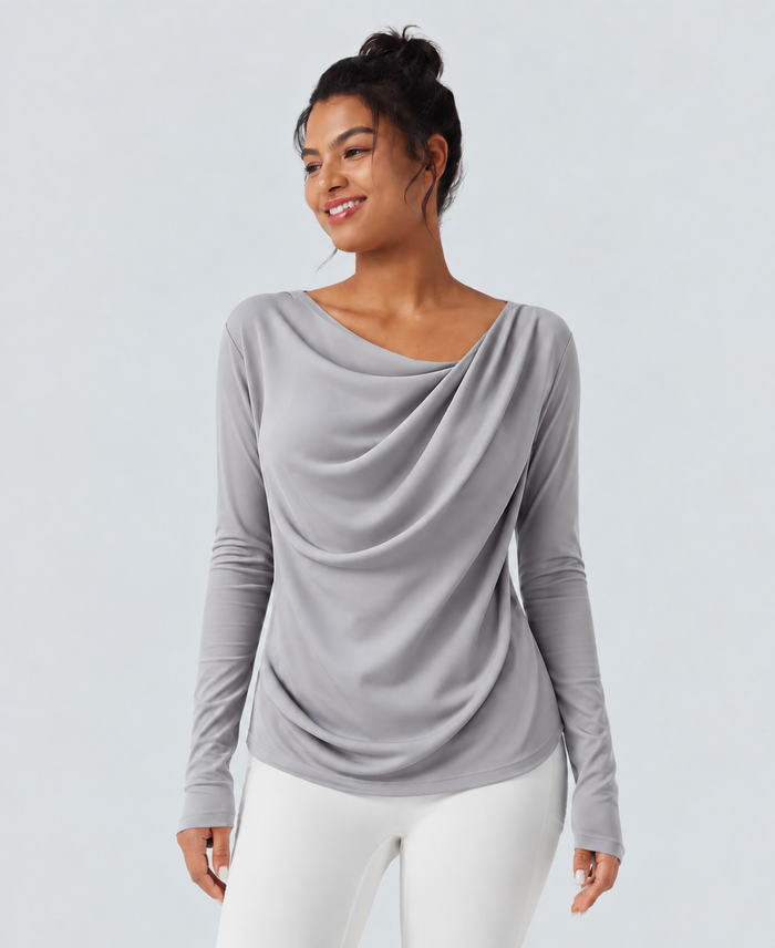 Women's Loose Fit Long Sleeve Yoga Sports Top – Solid Color