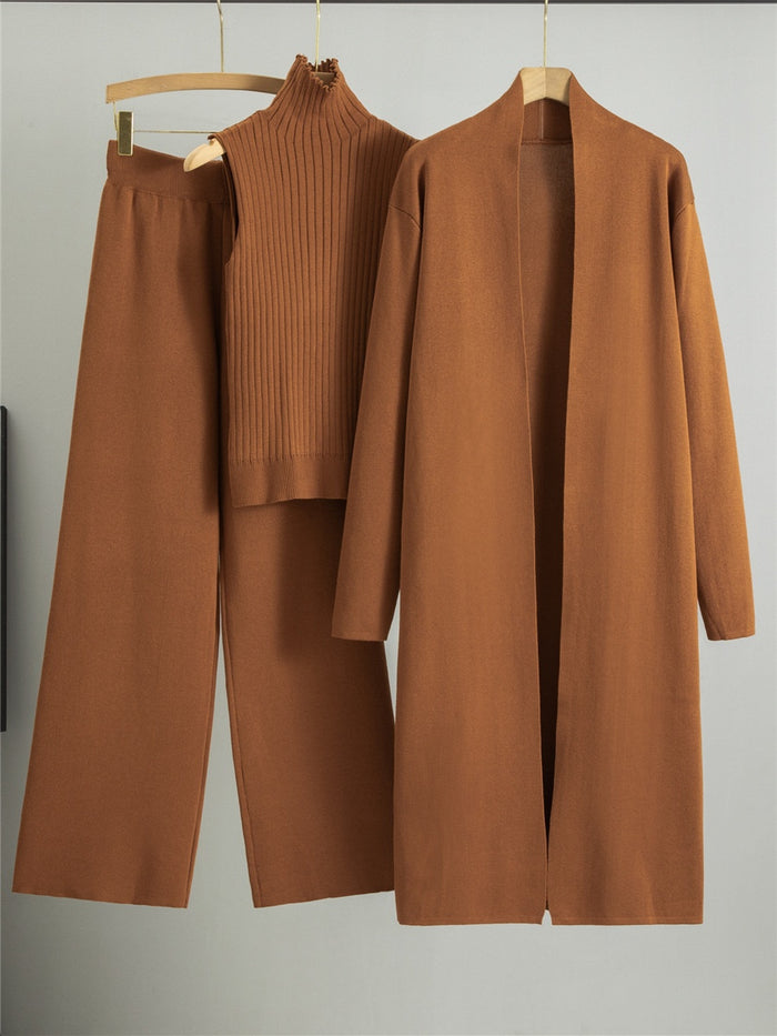 Savannah | Three-Piece Knit Set with Vest, Cardigan and Pants