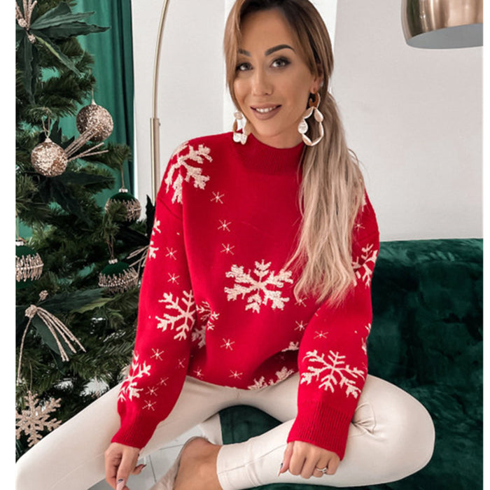 Peyton | Fuzzy Snowflake Knit Christmas Sweater