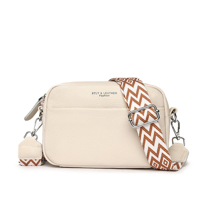 Savannah | Genuine Leather Camera Bag with Wide Patterned Strap